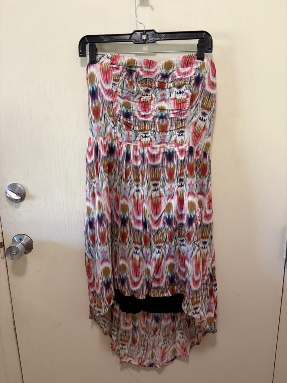 Multicolor Ikat High-Low Strapless Dress